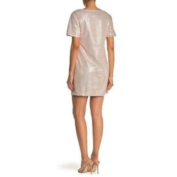Laundry By Shelli Segal Womens Blush Pink Sequined Sheath Mini Dress Size 0 - Picture 2 of 9